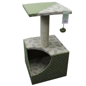 Tigga-Cat-Scratch-Box-amp-Platform-with-Ball-Fern-Pattern-3030H57cm-(91608)