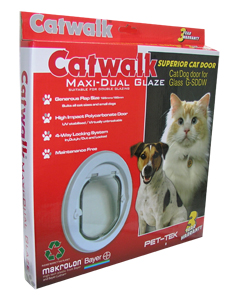 Catwalk-Glass-Fitting-Large-Cat-Door-/-Small-Dog-Dual-Glaze-White-(GSDDW)