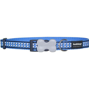 Red-Dingo-Dog-Collar-Reflective-Bones-Blue-Medium-20mm-x-30-47cm-(DIN3052)
