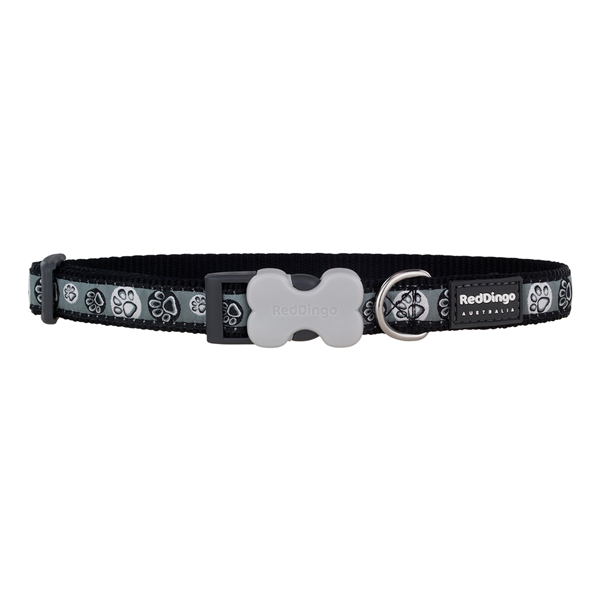 Red Dingo Dog Collar Paw Impressions Black Medium 20mm x 3147cm