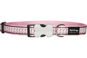 Red-Dingo-Dog-Collar-Reflective-Bones-Pink-Small-12mm-x-20-32cm-(DIN0192)