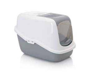 Savic-Nestor-Hooded-Litter-Tray-Grey-/-White-(SAV227WG)