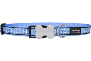 Red-Dingo-Dog-Collar-Reflective-Bones-Blue-Small-12mm-x-20-32cm-(DIN0123)