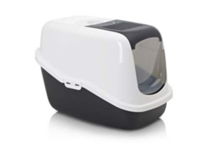 Savic-Nestor-Hooded-Litter-Tray-Black-/-White-(SAV227WZ)