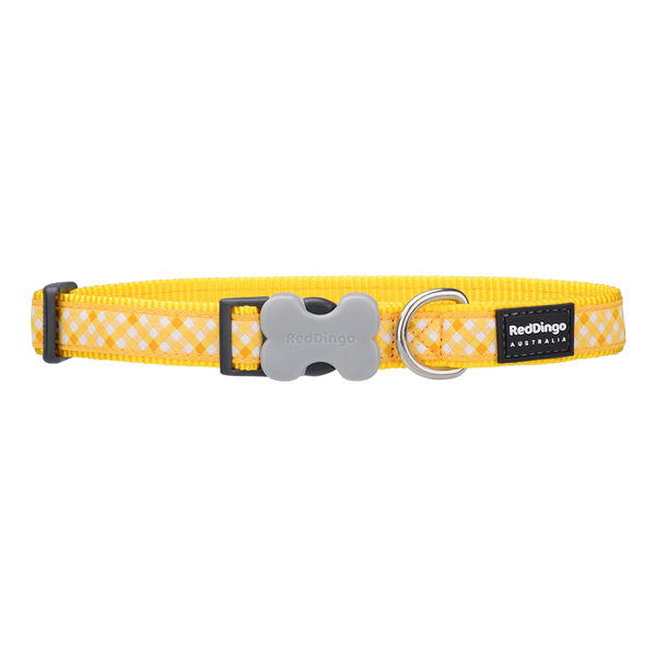 Red Dingo Dog Collar Gingham Yellow Large 25mm x 4163cm