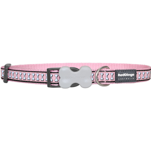 Red-Dingo-Dog-Collar-Reflective-Bones-Pink-Medium-20mm-x-30-47cm-(DIN3410)