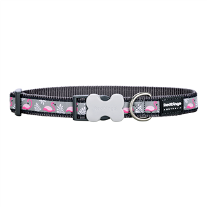 Red-Dingo-Dog-Collar-Flamingo-Cool-Grey-Small-12mm-x-20-32cm-(DIN0027)